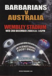 BARBARIANS V AUSTRALIA 2008 RUGBY UNION PROGRAMME