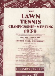 WIMBLEDON CHAMPIONSHIPS 1939 TENNIS PROGRAMME