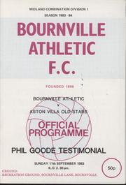 BOURNVILLE ATHLETIC V ASTON VILLA OLD STARS (CHARITY MATCH) 1983 FOOTBALL PROGRAMME
