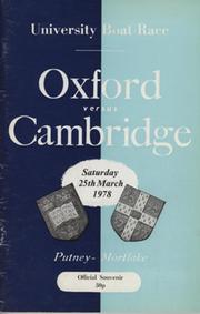 OXFORD V CAMBRIDGE UNIVERSITY BOAT RACE 1978 ROWING PROGRAMME