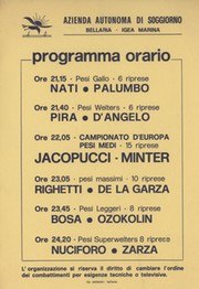 ANGELO JACOPUCCI V ALAN MINTER 1978 (BELLARIA, ITALY) BOXING FLYER