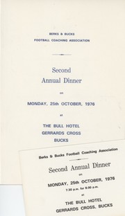 BERKS & BUCKS F.A. DINNER MENU 1976 - SIGNED BY JOE MERCER & OTHERS
