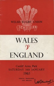 WALES V ENGLAND 1965 RUGBY UNION PROGRAMME