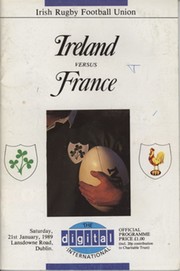 IRELAND V FRANCE 1989 RUGBY UNION PROGRAMME