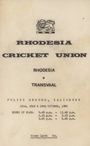 RHODESIA V TRANSVAAL 1966 CRICKET SCORECARD