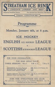 ENGLISH LEAGUE V SCOTTISH LEAGUE 1932 ICE HOCKEY PROGRAMME