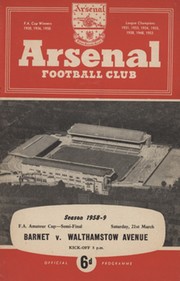 BARNET V WALTHAMSTOW AVENUE 1958-59 (F.A. AMATEUR CUP SEMI-FINAL) FOOTBALL PROGRAMME