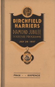 BIRCHFIELD HARRIERS DIAMOND JUBILEE SOUVENIR PROGRAMME 1937