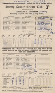 ENGLAND V AUSTRALIA 1948 (BRADMAN