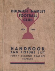 DULWICH HAMLET FOOTBALL CLUB HANDBOOK AND FIXTURE LIST 1934-35