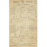 ETON V HARROW 1911 CRICKET SCORECARD