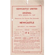 NEWCASTLE UNITED V ARSENAL 1936 FOOTBALL RAILWAY HANDBILL