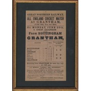 ALL ENGLAND ELEVEN 1870 RAILWAY HANDBILL