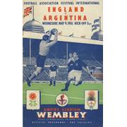 ENGLAND V ARGENTINA 1951 FOOTBALL PROGRAMME