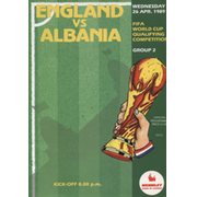 ENGLAND V ALBANIA 1989 (WORLD CUP QUALIFIER) FOOTBALL PROGRAMME