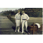 TWO MEN PREPARING FOR A GAME OF TENNIS