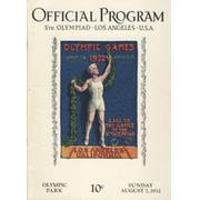 LOS ANGELES OLYMPICS 1932 - 7TH AUGUST OFFICIAL PROGRAM