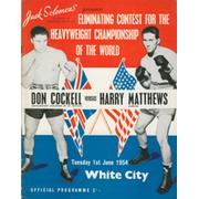 DON COCKELL V HARRY MATTHEWS 1954 BOXING PROGRAMME 