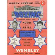 DAVEY MOORE V BOBBY NEIL 1959 BOXING PROGRAMME
