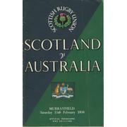 SCOTLAND V AUSTRALIA 1958 RUGBY PROGRAMME