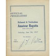 RICHMOND & TWICKENHAM REGATTA 1937 OFFICIAL PROGRAMME