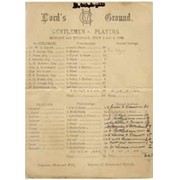 GENTLEMEN V PLAYERS 1880 CRICKET SCORECARD