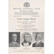 BRISTOL R.F.C. 1939 RUGBY MENU CARD