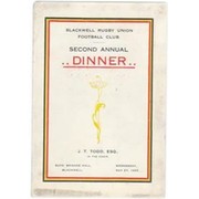 BLACKWELL RUFC 1925 RUGBY MENU CARD