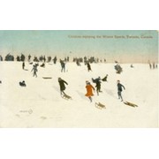 CHILDREN ENJOYING THE WINTER SPORTS, TORONTO, CANADA (postcard)