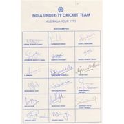INDIA UNDER-19 (TOUR TO AUSTRALIA) 1995 CRICKET AUTOGRAPHS