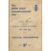 OPEN CHAMPIONSHIP 1952 (ROYAL LYTHAM ST. ANNES) GOLF PROGRAMME