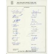 NEW ZEALAND 1983 WORLD CUP TEAM CRICKET AUTOGRAPH SHEET