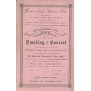 WESTMORELAND ATHLETIC CLUB (LONDON) 1893 SMOKING CONCERT PROGRAMME