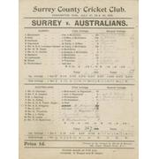 SURREY V AUSTRALIANS 1896 CRICKET SCORECARD