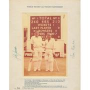 JOHN JAMESON AND ROHAN KANHAI (WARWICKSHIRE) 1974 SIGNED PHOTOGRAPH - RECORD PARTNERSHIP