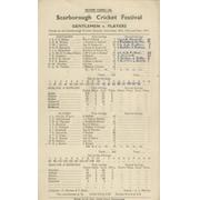GENTLEMEN V PLAYERS 1947 CRICKET SCORECARD - SCARBOROUGH FESTIVAL