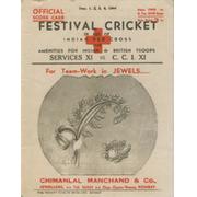 CRICKET CLUB OF INDIA V SERVICES 1944-45 CRICKET SCORECARD