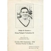 DELPH & GUESTS V DOUG PADGETT YORKSHIRE XI 1978 CRICKET PROGRAMME