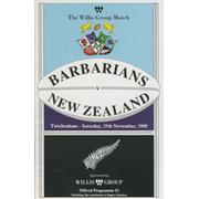 BARBARIANS V NEW ZEALAND 1989 RUGBY PROGRAMME