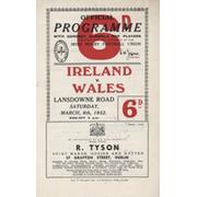 IRELAND V WALES 1952 RUGBY UNION PROGRAMME (WALES GRAND SLAM)
