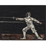 LINOCUT OF A FENCER