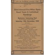 ATHLETICS PROGRAMME - 32ND ANNUAL FIVE MILES OPEN ROAD TEAM & INDIVIDUAL HANDICAP, ROCHESTER, 1955 (WON BY GEORGE KNIGHT)