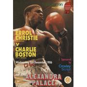 ERROL CHRISTIE V CHARLIE BOSTON 1986 BOXING PROGRAMME