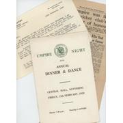 KETTERING SOUTHGATE C.C. "UMPIRE NIGHT" 1959 DINNER MENU - SIGNED BY ALEC SKELDING