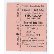 ENGLAND V WEST INDIES 1957 (HEADINGLEY) CRICKET TICKET