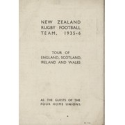 NEW ZEALAND RUGBY TOUR OF UNITED KINGDOM 1935-36 FIXTURE CARD