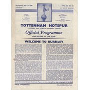 TOTTENHAM HOTSPUR V BURNLEY 1960-61 FOOTBALL PROGRAMME