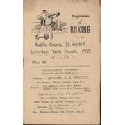 BOBBY JOHNSON V REES MOORE 1955 (ST AUSTELL) BOXING PROGRAMME