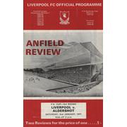 LIVERPOOL V ALDERSHOT (FA CUP 3RD ROUND) 1970-71 FOOTBALL PROGRAMME