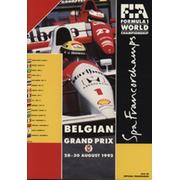 BELGIAN GRAND PRIX 1992 OFFICIAL PROGRAMME (SCHUMACHER